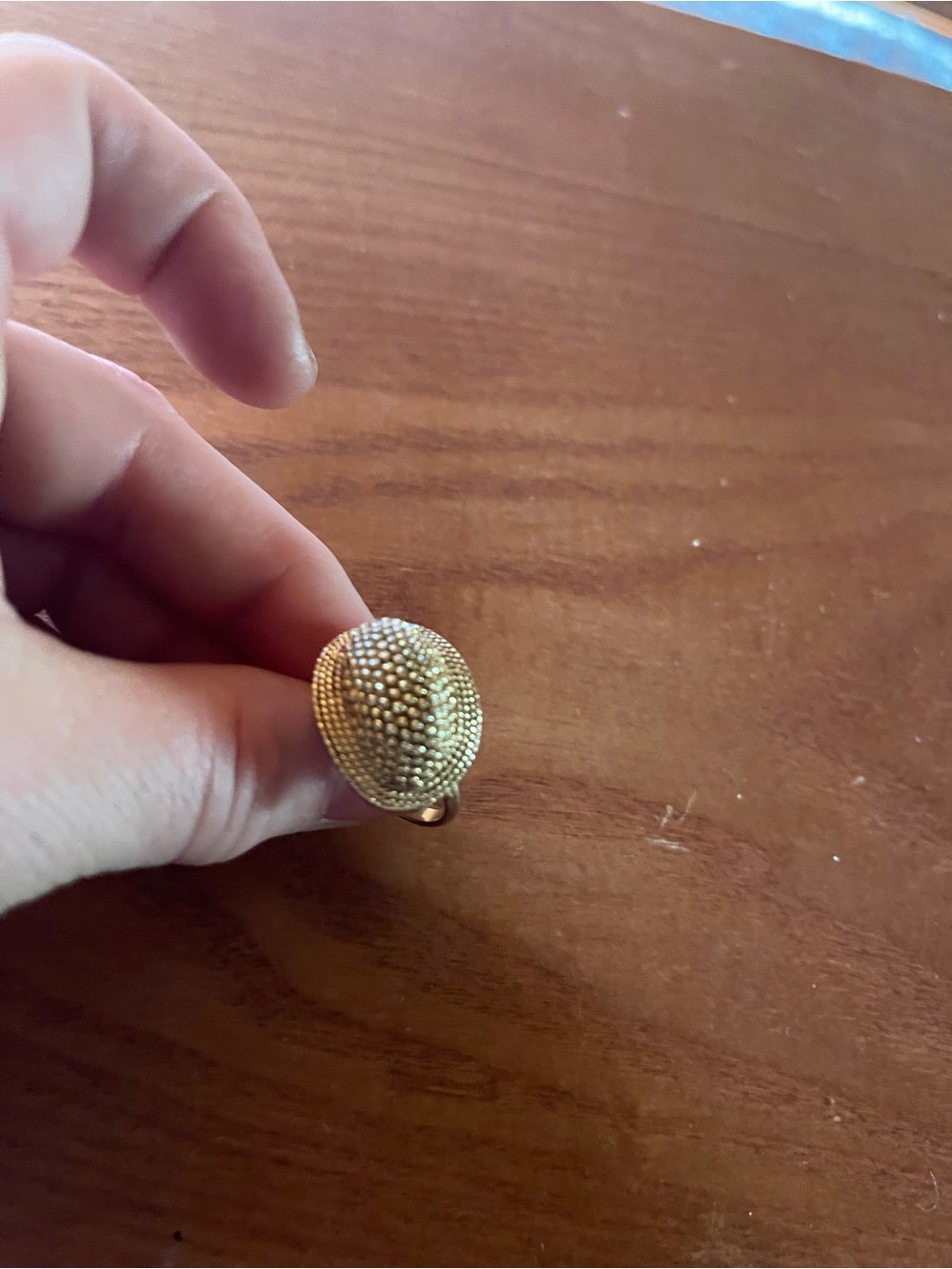 Vintage trillioncut Gold Beaded Dome , caviar statement  Ring .Women Jewelry,